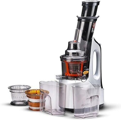 AGARO Imperial 240 Watt Slow Juicer 65 RPM Cold Pressed Technology Black & Grey (Juicer)