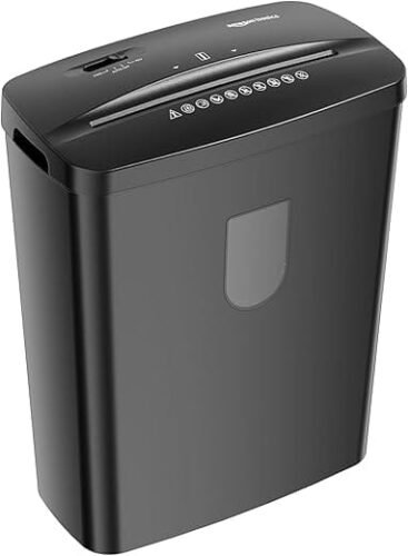 Amazon Basics 8-Sheet Cross Cut Paper and Credit Card Shredder  14 Liter Waste Basket Capacity for Office and Home Usage  1 Year Brand Warranty (Shredder)