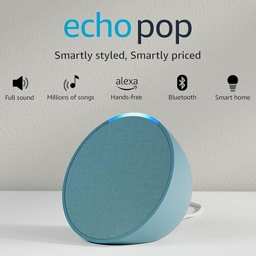 amazon Echo Pop with Built-in Alexa Smart Wi-Fi Speaker Balanced Bass Green (Smart Speaker)