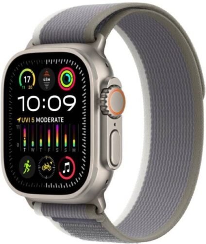 Apple Watch Ultra 2 GPS+Cellular with Green/Grey Trail Loop – M/L 49mm Display Titanium Case (Smartwatch)