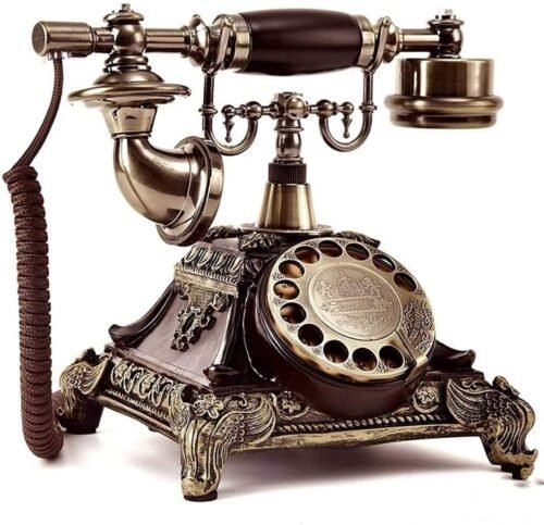 AWOKZA Retro Rotary Phone Vintage Resin Telephone Old Fashioned Telephones Rotary Dial Phone Desk Landline Phone for Home Office Cafe Bar Decor Square Model (Telephone)