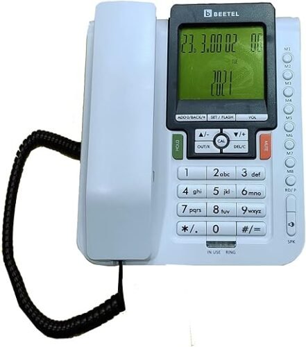 Beetel M71N Caller ID Landline Phone for Home or Office 16 Digit Display 2-Way Speaker Phone with Adjustable Volume One Touch Memory Buttons TEC Certified 30 Incoming Call Memory White (Telephone)