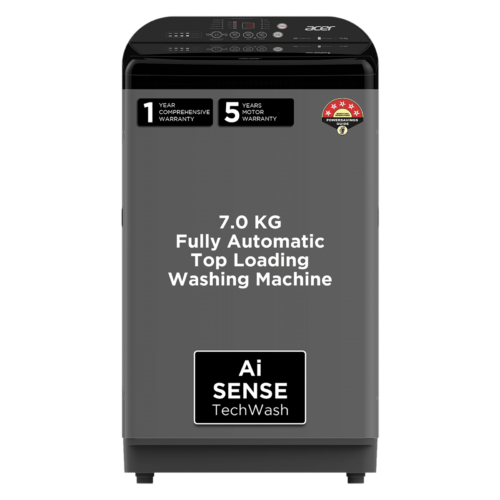 acer 7 kg 5 Star Fully Automatic Top Load Washing Machine Quad Wash AR70FATLP1EC AiSense Grey (Washing Machine)