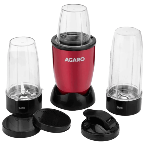 AGARO Regal 400 Watt 3 Jars Mixer Grinder Safety Interlock Mechanism Red (Blender)