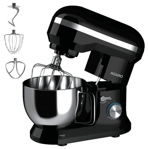 AGARO Royal 1000 Watts 8 Speed Stand Mixer With 4 Attachments Splash Guard Black (Blender)