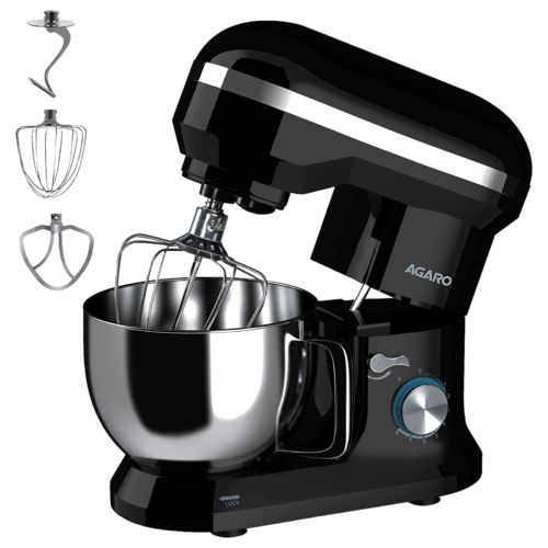 AGARO Royal 1000 Watts 8 Speed Stand Mixer With 4 Attachments Splash Guard Black (Food Processor)