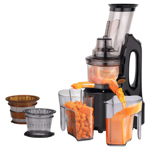 AGARO Royal 240 Watt 2 Jars Cold Press Slow Juicer 65 RPM 120 Minutes Runtime Black (Juicer)