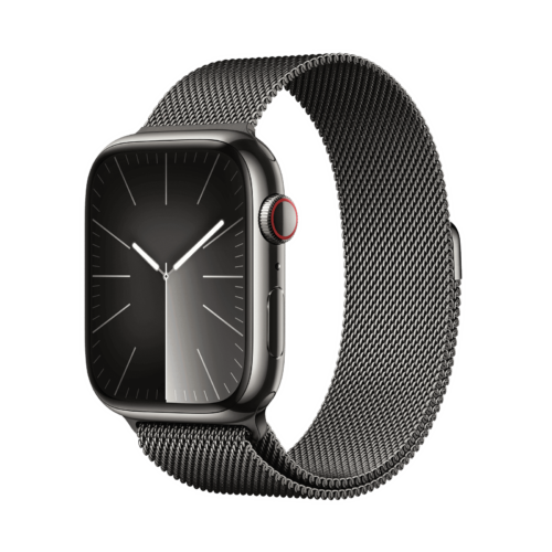 Apple Watch Series 9 GPS+Cellular with Graphite Milanese Loop – M/L 45mm Display Graphite Stainless Steel Case (Smartwatch)