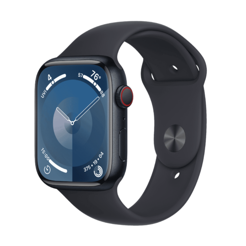 Apple Watch Series 9 GPS+Cellular with Midnight Sport Band – S/M 45mm Display Midnight Aluminium Case (Smartwatch)