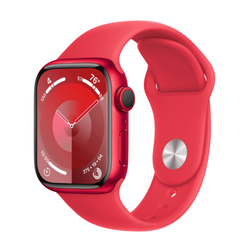 Apple Watch Series 9 GPS+Cellular with Red Sport Band – M/L 41mm Display Red Aluminium Case (Smartwatch)