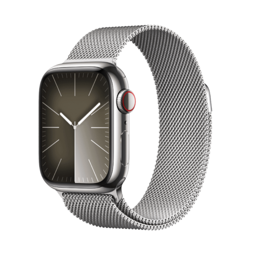 Apple Watch Series 9 GPS+Cellular with Silver Milanese Loop – S/M 41mm Display Silver Stainless Steel Case (Smartwatch)