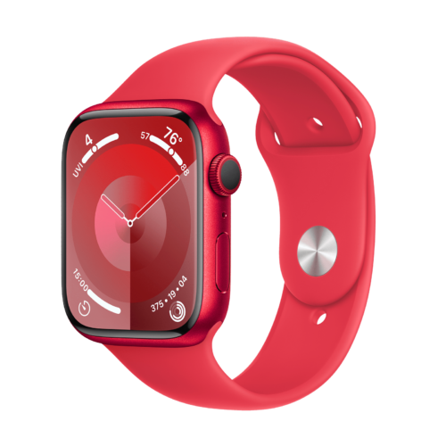 Apple Watch Series 9 GPS with Red Sport Band – M/L 45mm Display Red Aluminium Case (Smartwatch)