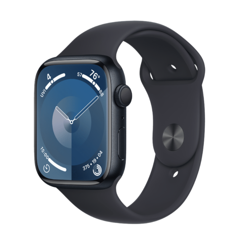 Apple Watch Series 9 GPS with Midnight Sport Band – M/L 45mm Display Midnight Aluminium Case (Smartwatch)