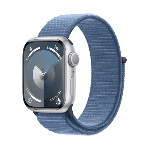 Apple Watch Series 9 GPS with Winter Blue Sport Loop – S/M 41mm Display Silver Aluminium Case (Smartwatch)