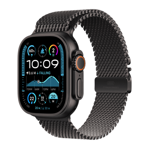 Apple Watch Ultra 2 GPS+Cellular with Titanium Milanese Loop – L 49mm Retina LTPO2 OLED Display Black Titanium Case (Smartwatch)