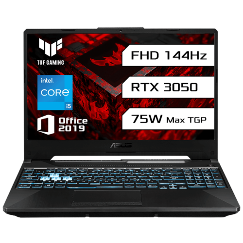 ASUS TUF Gaming Intel Core i5 11th Gen Gaming Laptop 8GB 512GB SSD Windows 11 Home 4GB Graphics 15.6 inch 144 Hz Full HD IPS Display NVIDIA GeForce RTX 3050 MS Office 2019 Graphite Black 2.3 KG (Laptop)