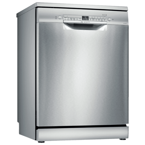 BOSCH Series 6 13 Place Settings Free Standing Dishwasher with Glass Protection Technology No Pre-rinse Required Silver Inox (Dishwasher)