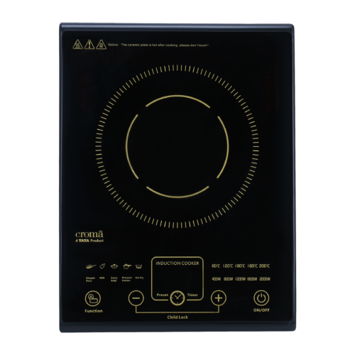 Croma 2000W Induction Cooktop with 5 Preset Menus (Induction Cooktop)