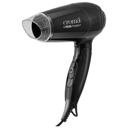 Croma Hair Dryer with 2 Heat Settings & Cool Shot Built-in Thermostat & Thermal Fuse Black (Hair Dryer)