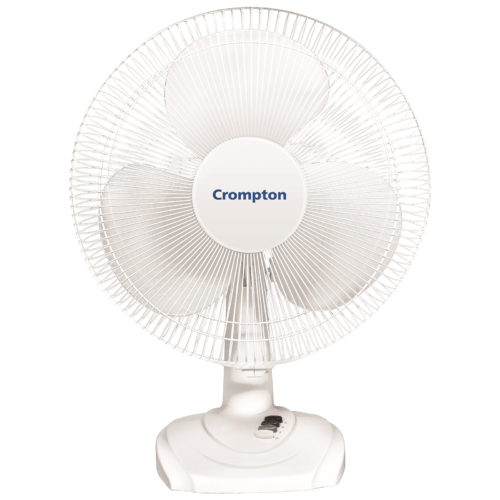 Crompton High Flo Wave Plus 400mm 3 Blade Copper Motor Table Fan Aerodynamically Designed Blades White (Table Fan)