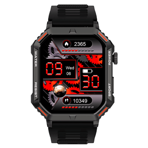 FIRE-BOLTT Commando Smartwatch with Bluetooth Calling 49.5mm AMOLED Display IP68 Water Resistant Silver Black Strap (Smartwatch)