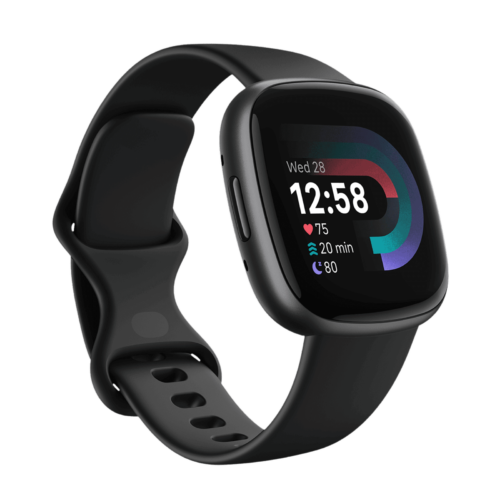 fitbit Versa 4 Smartwatch with Sleep Tools 1.58 Inch Always-On AMOLED Display 50 Meter Water Resistant Black Strap (Smartwatch)