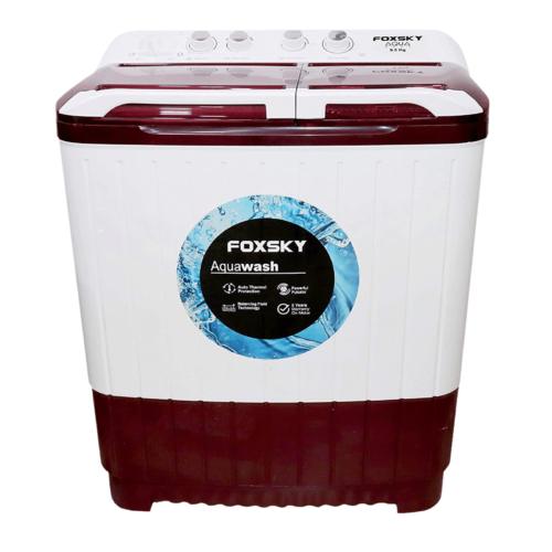 FOXSKY 9.5 Kg 5 Star Semi Automatic Washing Machine with 3D Scrub Technology Aqua Wash Maroon (Washing Machine)