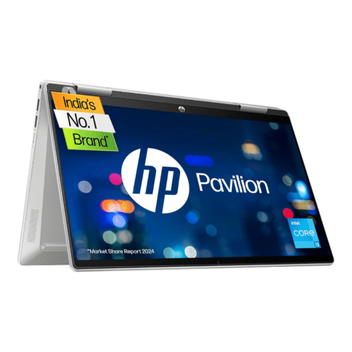 HP Pavilion X360 Intel Core i3 12th Gen Touchscreen 2-in-1 Laptop 8GB 512GB SSD Windows 11 Home 14 inch Full HD IPS Display MS Office 2021 Natural Silver 1.51 KG (Laptop)