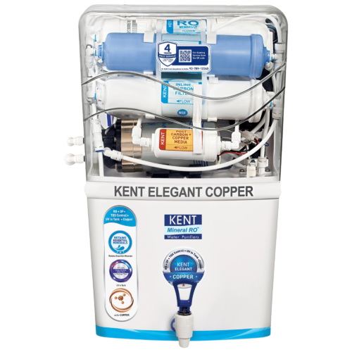 KENT Elegant Copper 8L RO + UF + UV-in-tank + TDS + Copper Water Purifier with Overflow Protection White (Water Purifier)