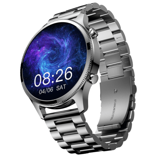 noise NoiseFit Halo Plus Smartwatch with Bluetooth Calling 37.08mm AMOLED Display IP68 Water Resistant Elite Silver Strap (Smartwatch)