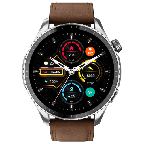 noise Origin Smartwatch with Bluetooth Calling 37.08mm AMOLED Display 3ATM Water Resistant Classic Brown Strap (Smartwatch)