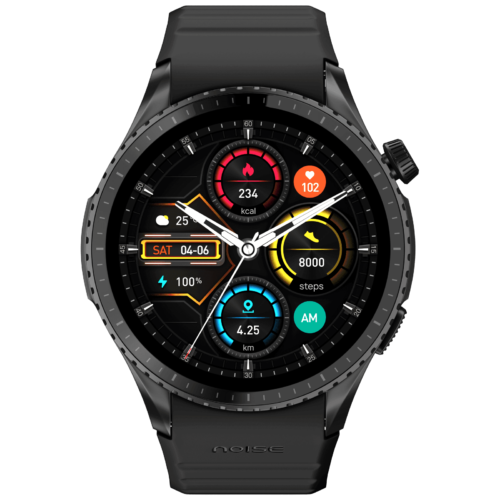 noise Origin Smartwatch with Bluetooth Calling 37.08mm AMOLED Display 3ATM Water Resistant Jet Black Strap (Smartwatch)