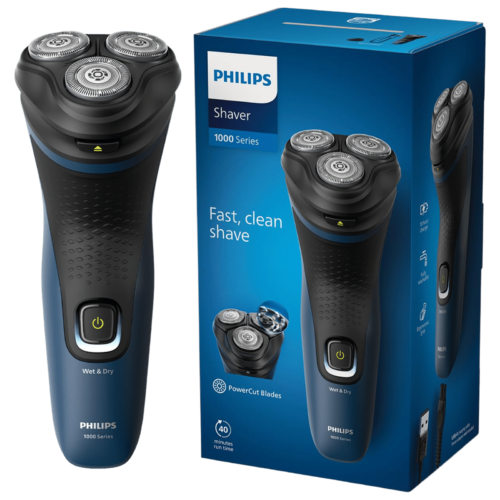 PHILIPS 1000 Series Rechargeable Cordless Shaver for Face for Men 40min Runtime Fast Charging Dark Grey (Electric Shaver)