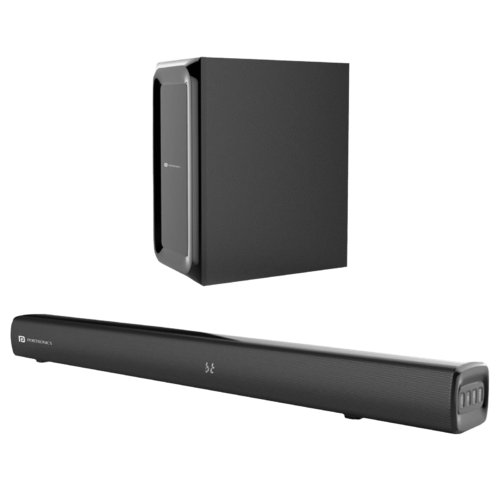 PORTRONICS Pure Sound 102 160W Bluetooth Soundbar with Remote Surround Sound 2.1 Channel Black (Home Theater)