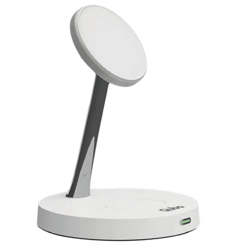 Qubo MagZap Z2 15W 2-in-1 Wireless Charger for iPhone 11 X 12 & Above & AirPods 3rd G Pro Short Circuit Control White (Wireless Charger)