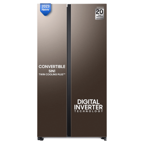 SAMSUNG 644 Litres 3 Star Auto Defrost Side by Side Refrigerator with Twin Cooling Plus RS76CG8133DXHL Luxe Brown (Refrigerator)