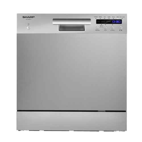 SHARP 8 Place Settings Free Standing Dishwasher with Ultra Hygiene Technology Inox (Dishwasher)