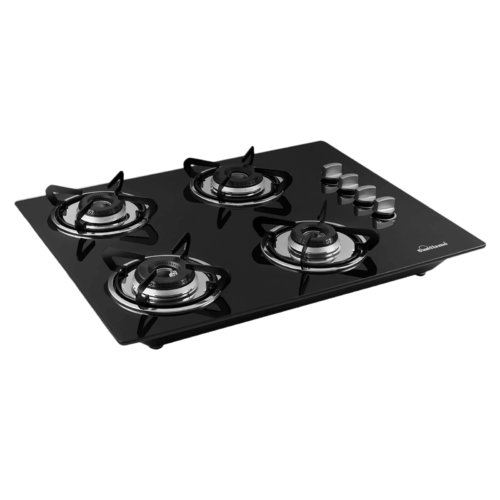 Sunflame Lotus Toughened Glass Top 4 Burner Automatic Hob Heavy Duty Pan Support Black (Gas Stove)