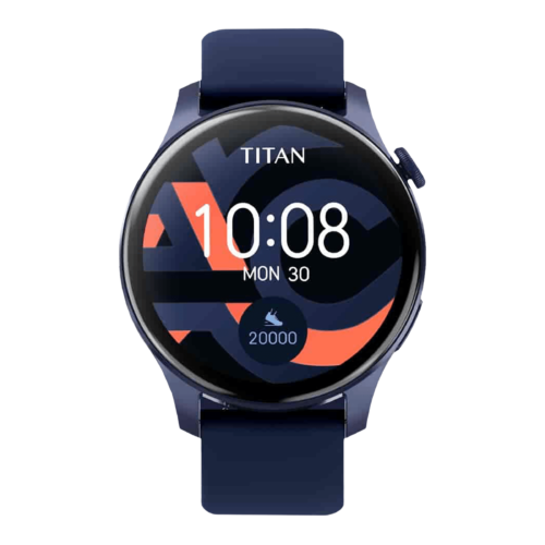 TITAN Talk Smartwatch with Bluetooth Calling 35.3mm AMOLED Display IP68 Water Resistant Blue Strap (Smartwatch)