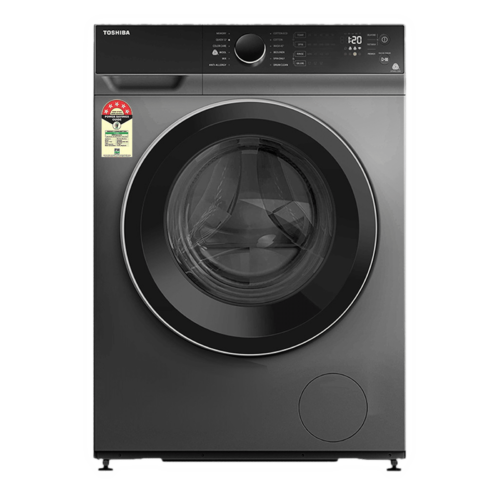 TOSHIBA 9 kg 5 Star Fully Automatic Front Load Washing Machine TW-BJ100M4-INDSK In-Built Heater Silver (Washing Machine)