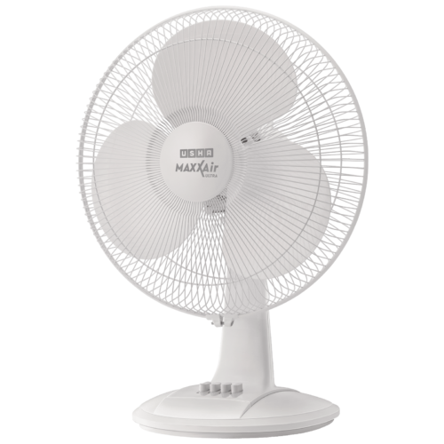 USHA Maxx Air Ultra 400mm 3 Blade Thermal Overload Protector Table Fan Jerk Free Oscillation White (Table Fan)