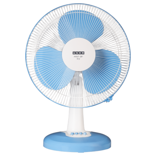 USHA Mist Air Flo 400mm 3 Blade Inverter Technology Table Fan Durable Design Light Blue (Table Fan)