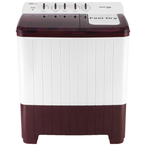 VOLTAS beko 12 kg 5 Star Semi Automatic Washing Machine with Cassette Filter WTT120UPA/BR5KPTD Burgundy (Washing Machine)