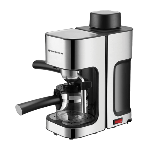 WONDERCHEF Regalia 1000 Watt 4 Cups Automatic Espresso Cappuccino & Latte Coffee Maker with Removable Drip Tray Steel (Coffee Maker)