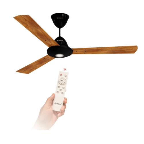 zunpulse Revelle 5 Star 1200mm 3 Blade BLDC Motor Ceiling Fan with Remote Noiseless Operation Teakwood (Ceiling Fan)