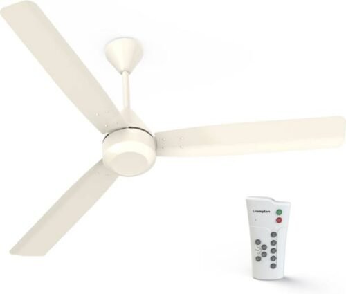 Crompton Energion Cromair 5 Star 1200mm 3 Blade BLDC Motor Ceiling Fan with Remote Double Ball Bearing Ivory (Ceiling Fan)