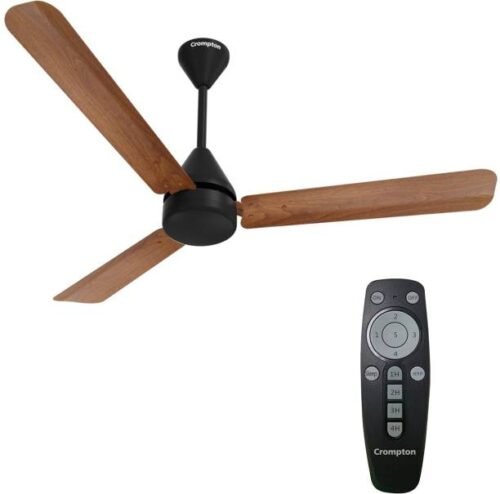 Crompton Hyperjet Plus 5 Star 1200mm 3 Blade BLDC Motor Ceiling Fan with Remote Inverter Technology Dark Cherry Wood (Ceiling Fan)