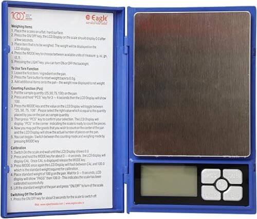 Eagle Digital Pocket Scale with 2kg Capacity 0.1g Accuracy Mini Weight Machine with Low battery Overload Indicator Pocket Weight Machine Ideal for Gold & Silver Ornaments Kitchen Jewellery (Weight Scale)