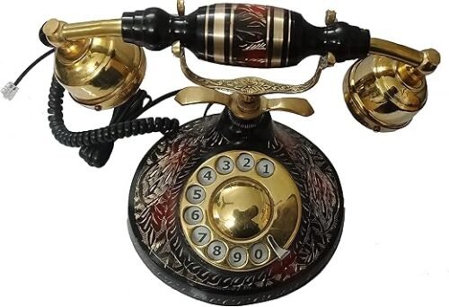 Global Art Rotary Dial Telephone Vintage Antique Style Telephone for Home Office Use and Decor (Telephone)