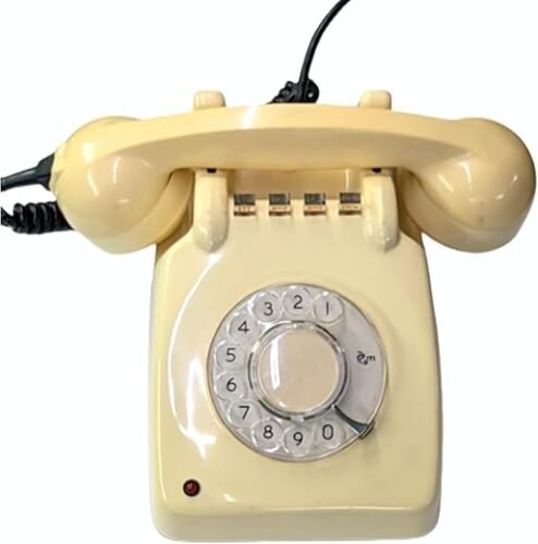 ITI Vintage Rotary Dial Telephone/Works with Any Landline Connection/Classic Design Telephone for Home Office Cream (Telephone)